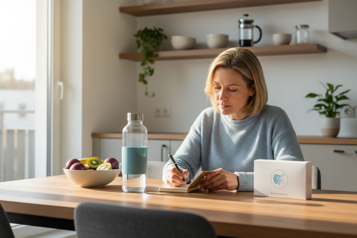 Darmgesundheit Zuhause, Verdauungstagebuch, Wasserflasche