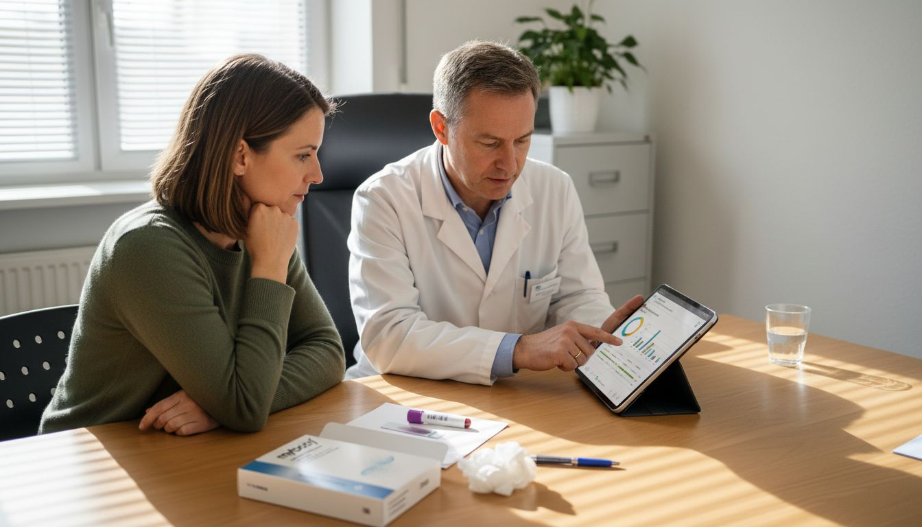 Der Arzt bespricht die individuellen Untersuchungsergebnisse mit seinem Patienten.