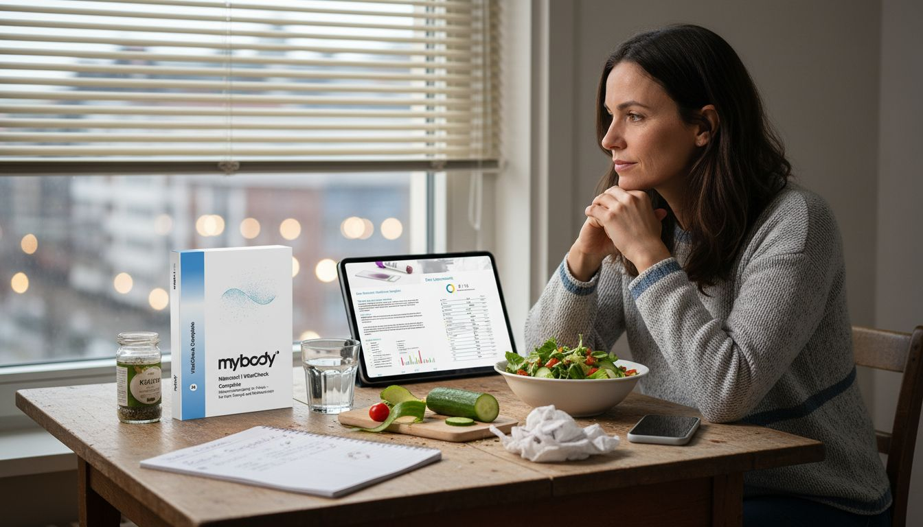 Frau beobachtet ihre Histaminunverträglichkeit zu Hause