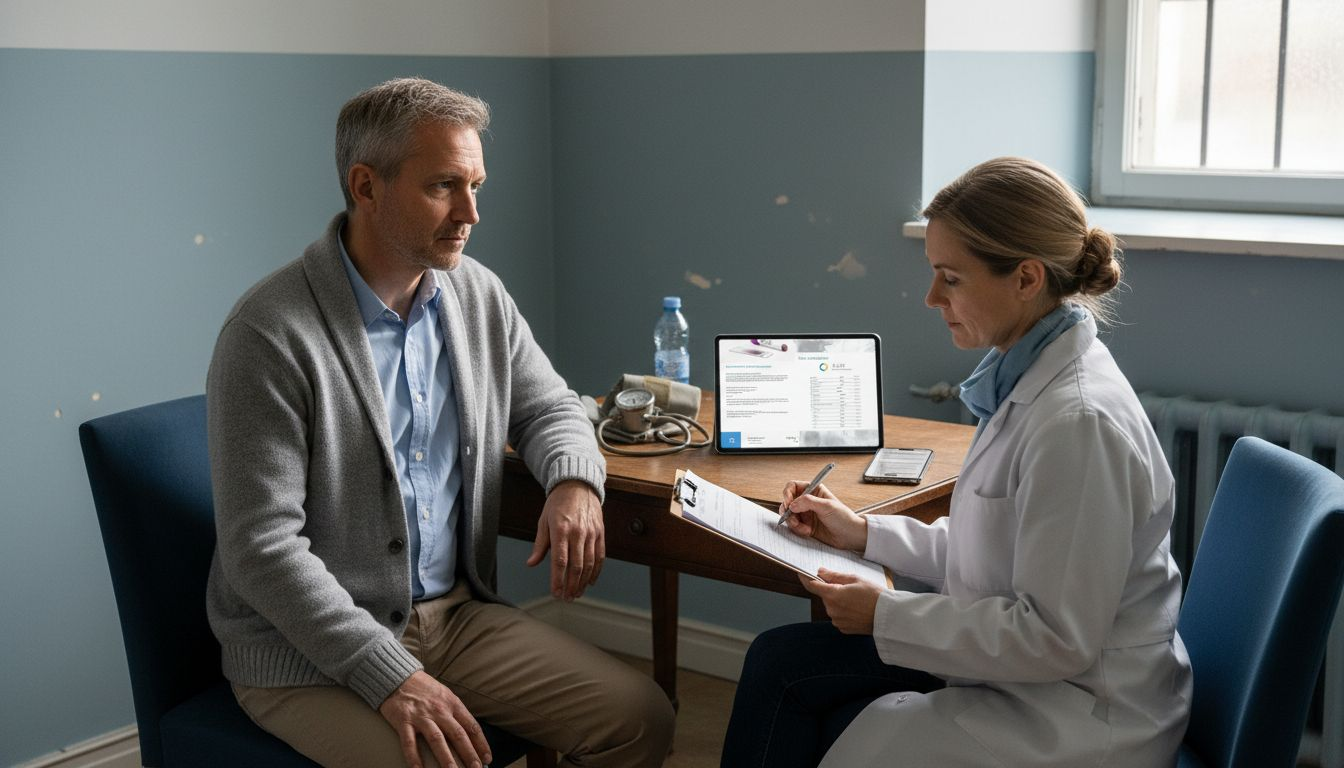 Ein Patient kommt zur Vorsorgeuntersuchung in die Hausarztpraxis.