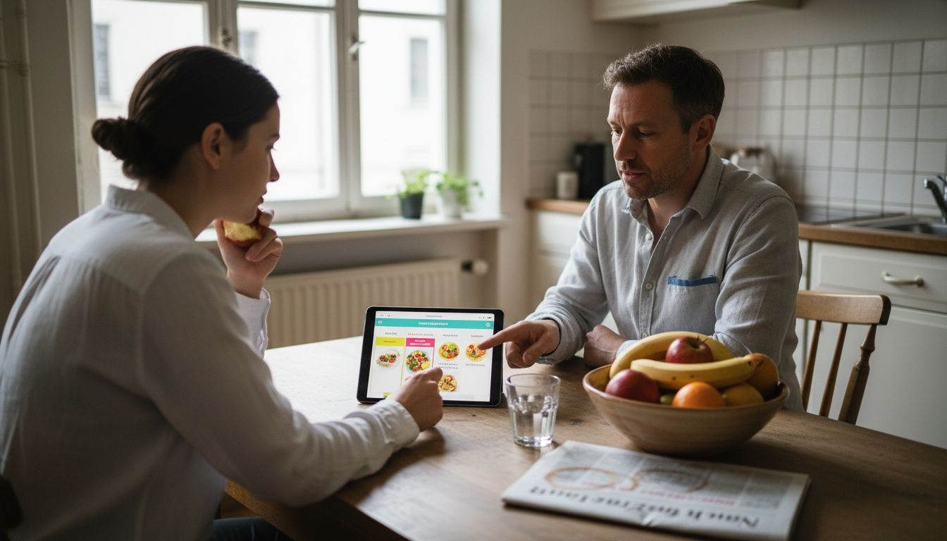 Ernährungsberaterin und Klient besprechen gemeinsam den individuellen Ernährungsplan.