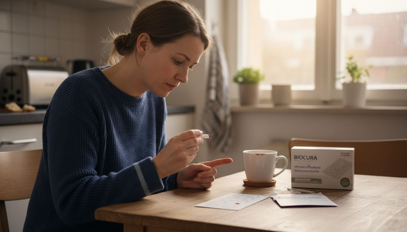 Eine Frau führt zu Hause einen Mineralientest durch.