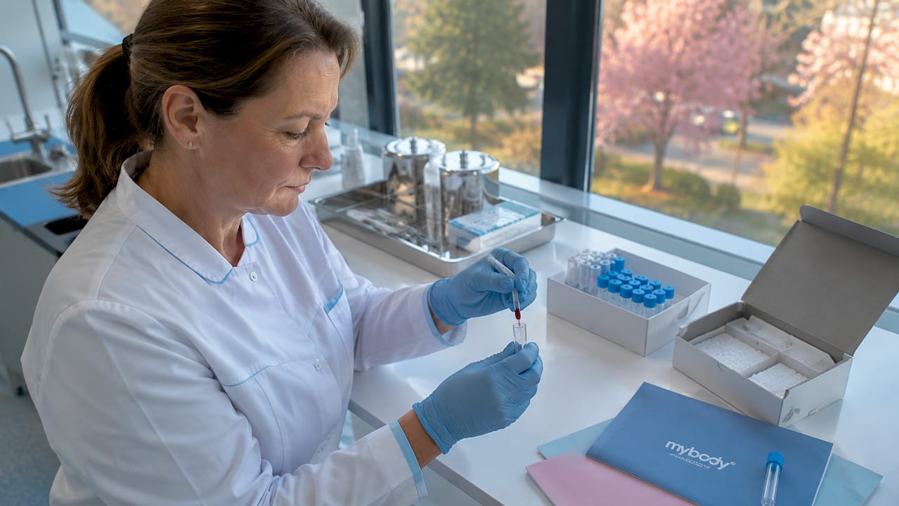 Ein Labormitarbeiter bereitet eine Blutprobe zur Messung von oxidativem Stress vor.