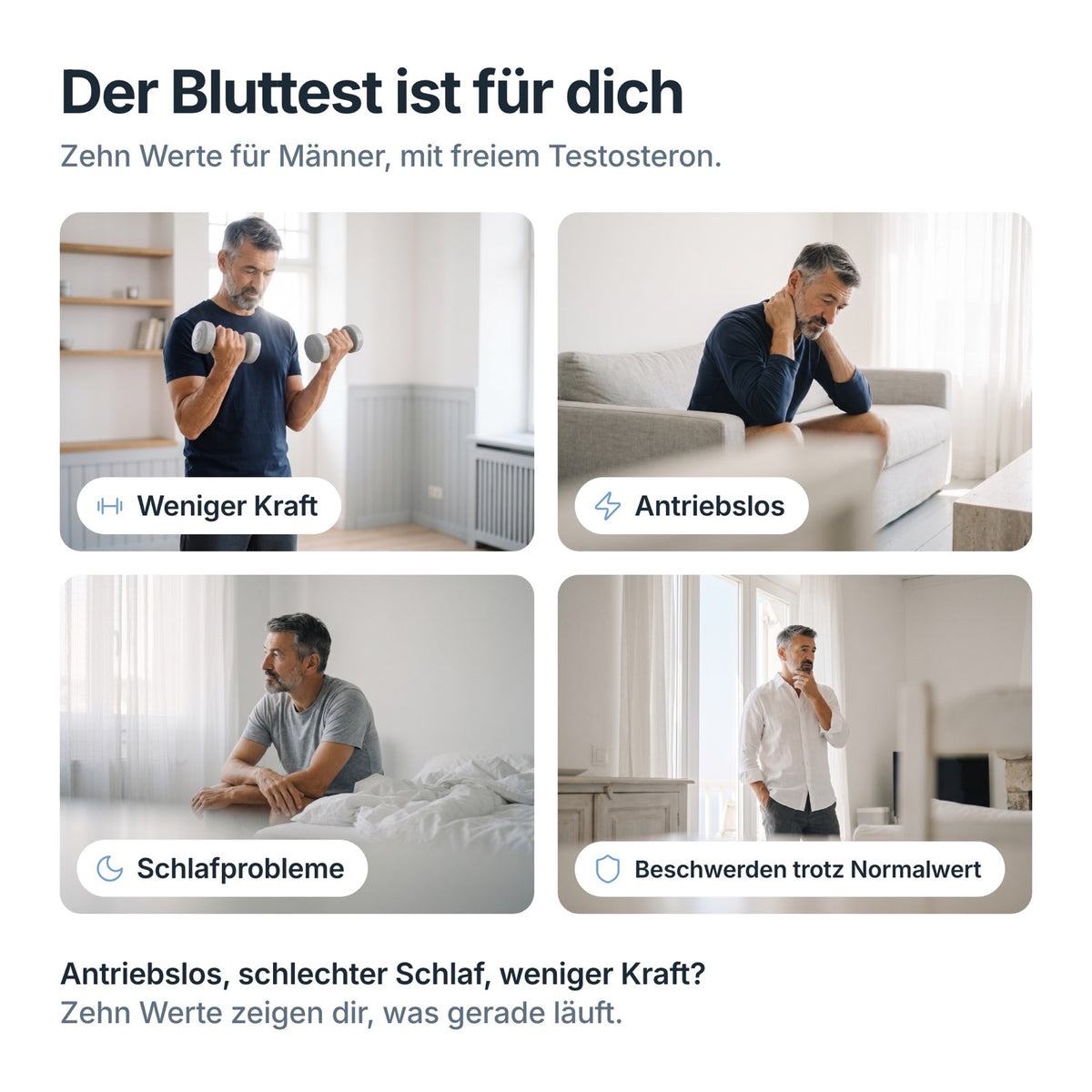 HormonCheck passt bei weniger Kraft, Antriebslosigkeit, Schlafproblemen und Beschwerden trotz Normalwert