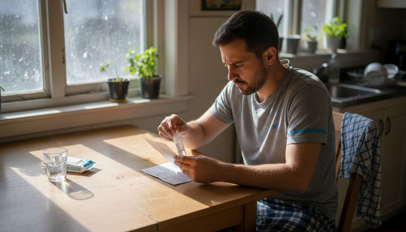 Man preparing stool sample for gut analysis