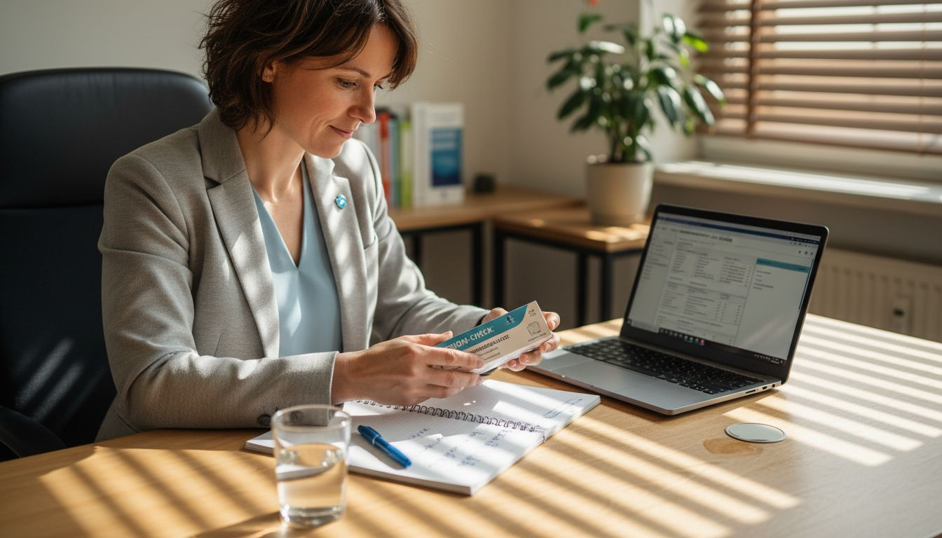 Eine Ernährungsberaterin analysiert die Ergebnisse eines DNA-Tests und wertet die Patientendaten aus.