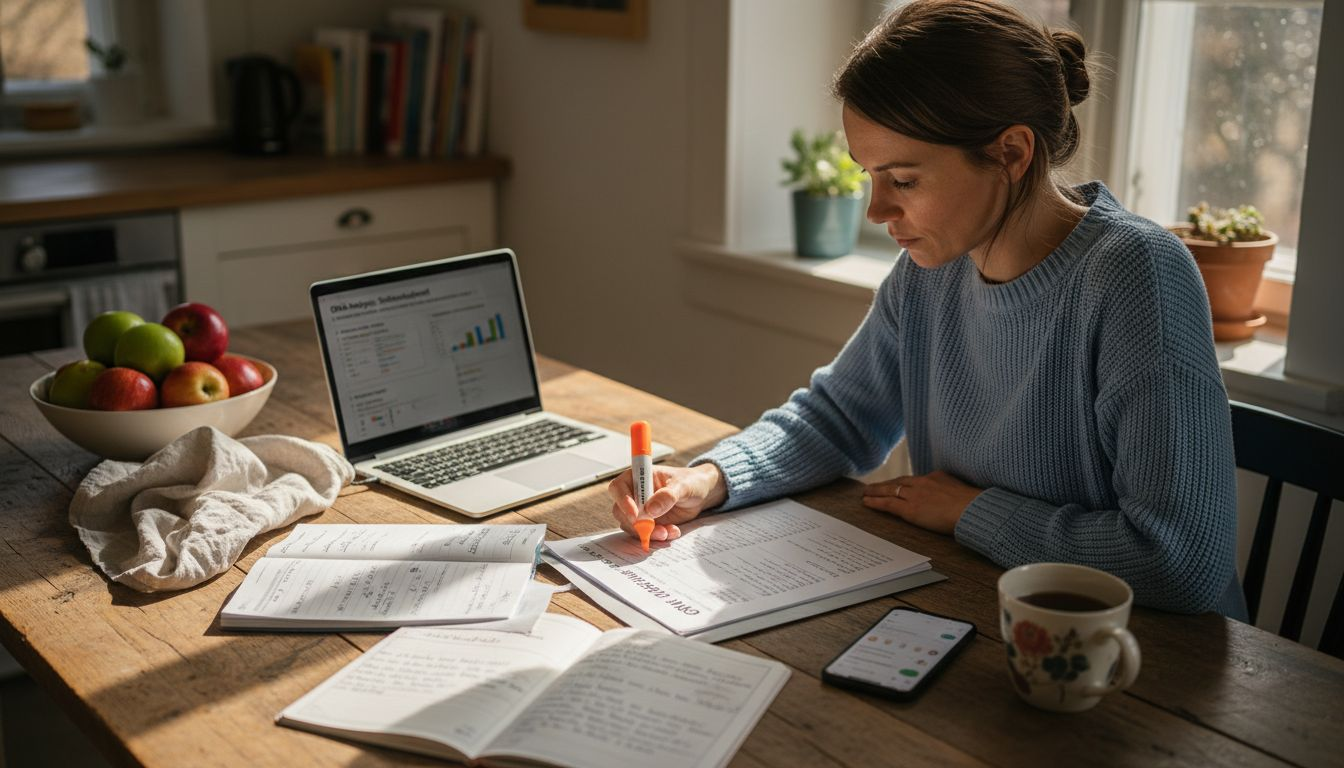 Eine Frau analysiert ihre Ernährungsempfehlungen, die auf ihrer DNA basieren.