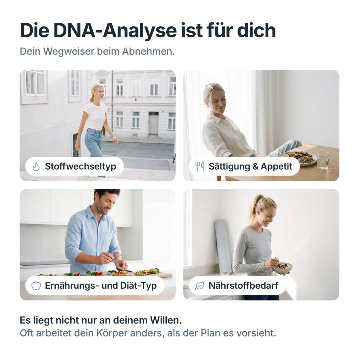 Für wen der DNA-Test zum Abnehmen ist: Stoffwechseltyp, Sättigung und Appetit, Ernährungs- und Diät-Typ, Nährstoffe