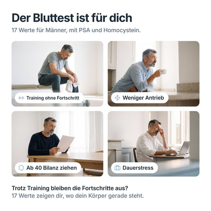Men’s Wellness Check passt bei Training ohne Fortschritt, weniger Antrieb, Dauerstress und für Männer ab 40