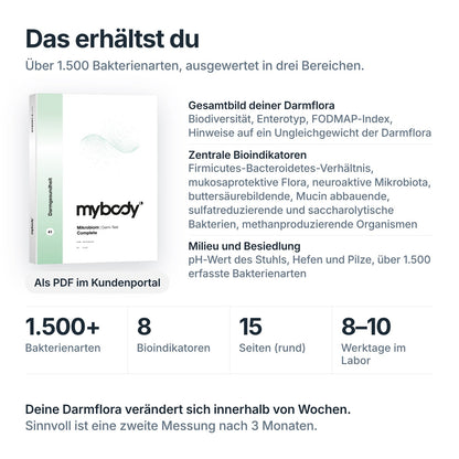 Mikrobiom Darm-Test Complete: über 1.500 Bakterienarten aus einer Stuhlprobe, Auswertung als PDF im Kundenportal