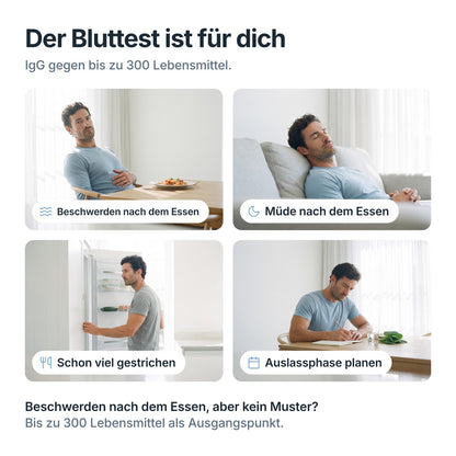 NutriCheck passt bei Beschwerden und Müdigkeit nach dem Essen und als Ausgangspunkt für eine Auslassphase