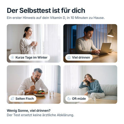Für wen der Vitamin-D Selbsttest ist: kurze Tage im Winter, viel drinnen, selten Fisch, oft müde